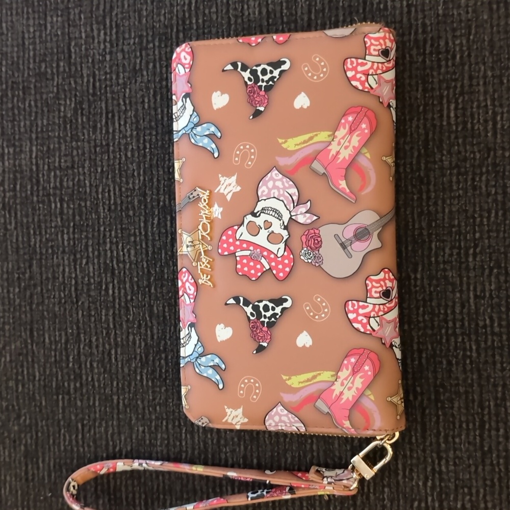 Betsey Johnson sugar skull wallet wristlet. New!